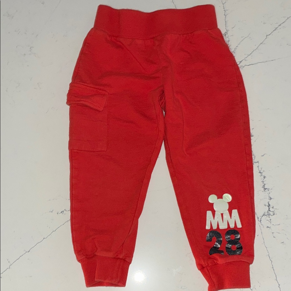 Disney Kids Red Joggers with MM28 and Mickey Design